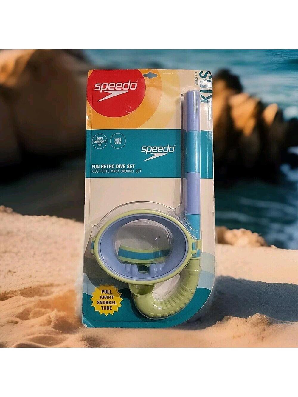 Speedo Kid's Fun Retro Porto Snorkel Dive Mask Set Kids Age 3-6